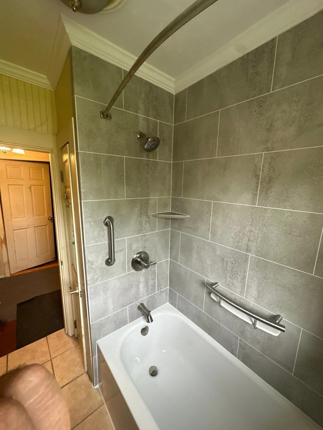 Bathtub replacement Carbon Ash Roman Block BCI Elite Walls Invisia Shampoo Shelf Grab bar Warwick RI